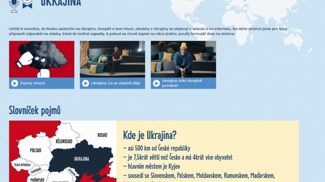 Česká televize nabízí v souvislosti s děním na Ukrajině na webu podporu pro děti, rodiče i učitele