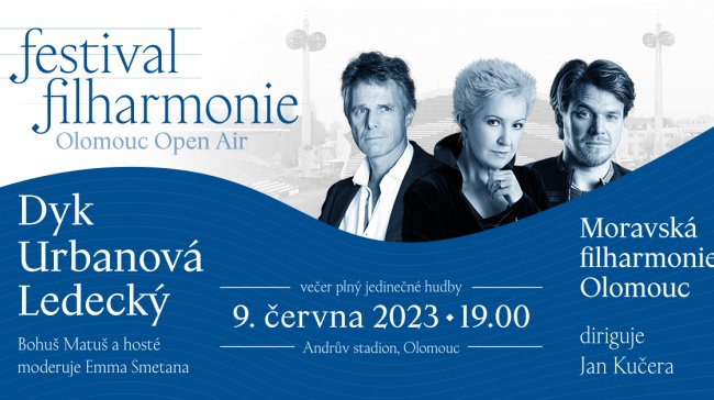 Festival filharmonie nabídne koncert na Andrově stadionu. Láká na Dyka, Ledeckého a Urbánkovou